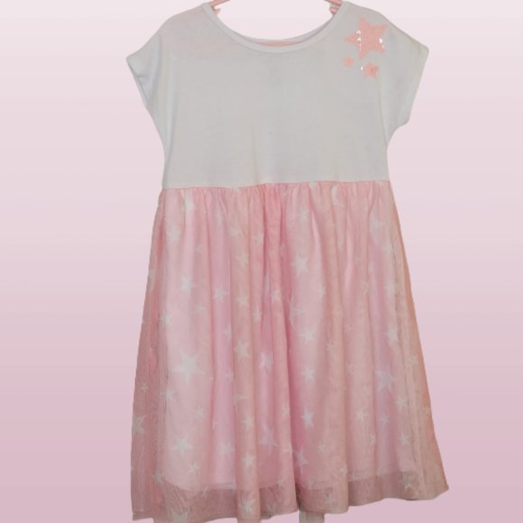 Wonder Nation Tutu Dress Short Sleeve Crew Neck Pink White S 6 6X - Picture 13 of 13